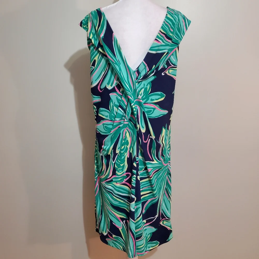 Lilly Pulitzer Bristol navy green Tiger Palm beaded sleeveless sheath dress XL - Picture 5 of 13